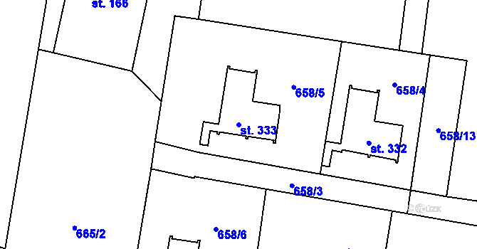 Parcela st. 333 v KÚ Horní Brusnice, Katastrální mapa