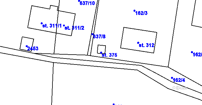 Parcela st. 375 v KÚ Horní Brusnice, Katastrální mapa
