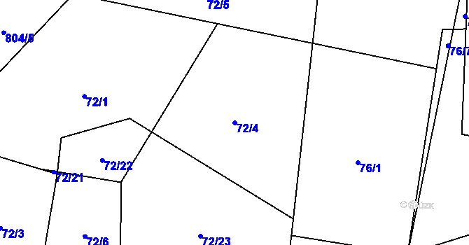 Parcela st. 72/4 v KÚ Horní Brusnice, Katastrální mapa