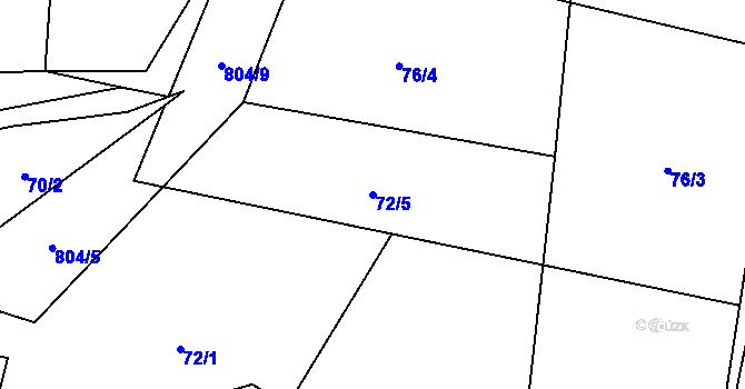 Parcela st. 72/5 v KÚ Horní Brusnice, Katastrální mapa