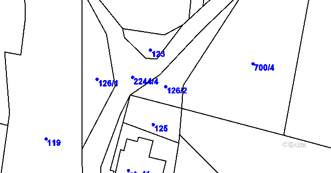 Parcela st. 126/2 v KÚ Horní Brusnice, Katastrální mapa