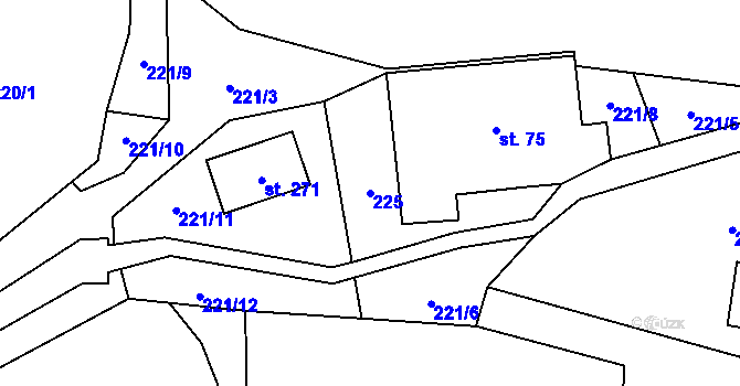 Parcela st. 225 v KÚ Horní Brusnice, Katastrální mapa