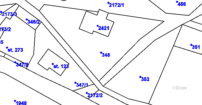 Parcela st. 348 v KÚ Horní Brusnice, Katastrální mapa
