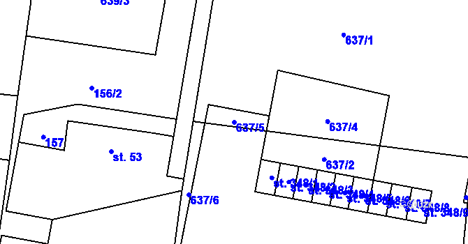 Parcela st. 637/5 v KÚ Horní Brusnice, Katastrální mapa