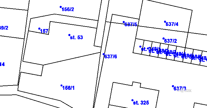 Parcela st. 637/6 v KÚ Horní Brusnice, Katastrální mapa