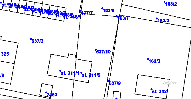 Parcela st. 637/10 v KÚ Horní Brusnice, Katastrální mapa