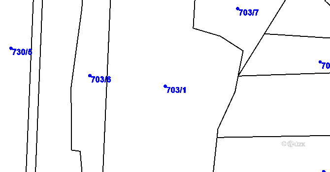 Parcela st. 703/1 v KÚ Horní Brusnice, Katastrální mapa