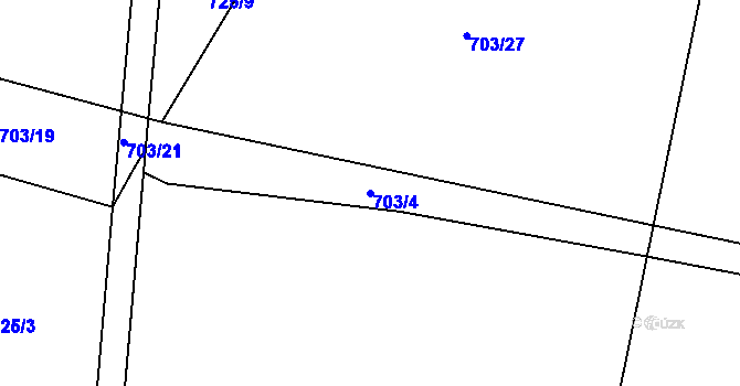 Parcela st. 703/4 v KÚ Horní Brusnice, Katastrální mapa