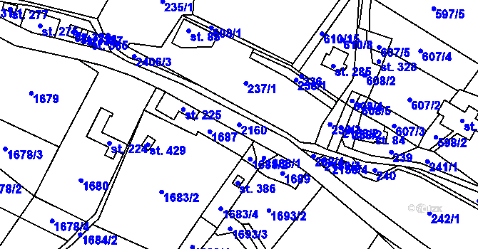 Parcela st. 2160 v KÚ Horní Brusnice, Katastrální mapa