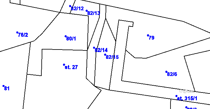 Parcela st. 82/15 v KÚ Horní Brusnice, Katastrální mapa