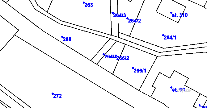 Parcela st. 264/4 v KÚ Horní Brusnice, Katastrální mapa