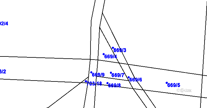 Parcela st. 669/4 v KÚ Horní Brusnice, Katastrální mapa