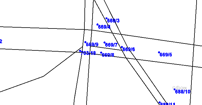 Parcela st. 669/8 v KÚ Horní Brusnice, Katastrální mapa