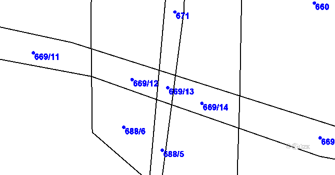 Parcela st. 669/13 v KÚ Horní Brusnice, Katastrální mapa