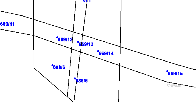 Parcela st. 669/14 v KÚ Horní Brusnice, Katastrální mapa