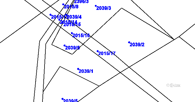 Parcela st. 2015/17 v KÚ Horní Brusnice, Katastrální mapa