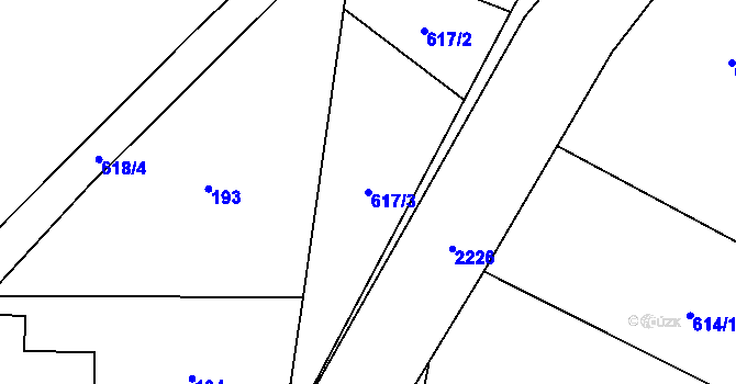 Parcela st. 617/3 v KÚ Horní Brusnice, Katastrální mapa