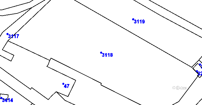 Parcela st. 3118 v KÚ Čížov, Katastrální mapa