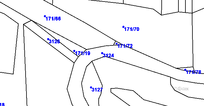 Parcela st. 3124 v KÚ Čížov, Katastrální mapa