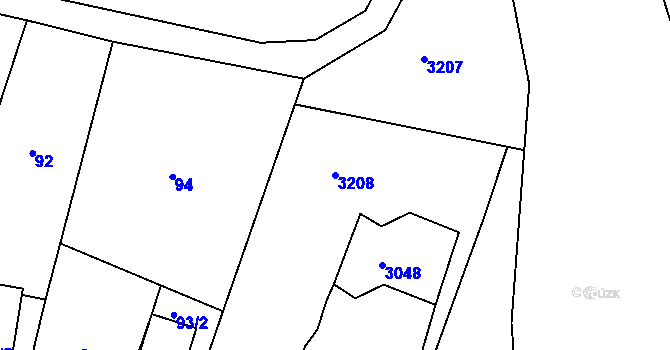 Parcela st. 3208 v KÚ Čížov, Katastrální mapa