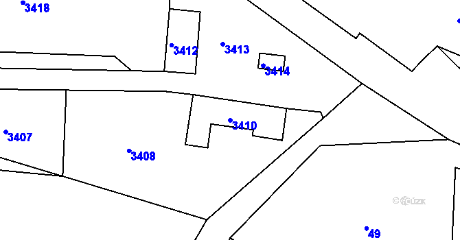 Parcela st. 3410 v KÚ Čížov, Katastrální mapa
