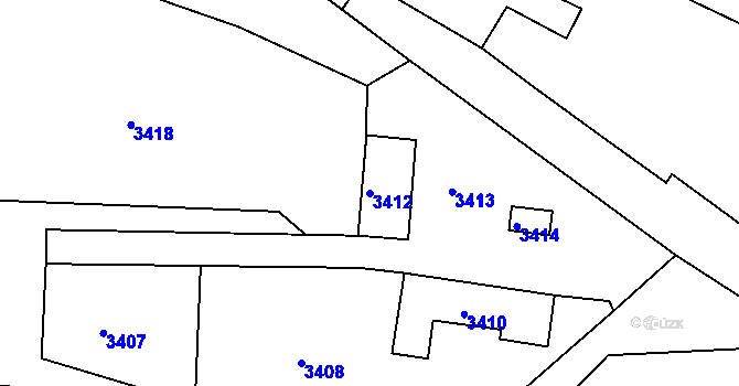 Parcela st. 3412 v KÚ Čížov, Katastrální mapa
