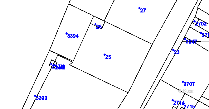 Parcela st. 25 v KÚ Čížov, Katastrální mapa