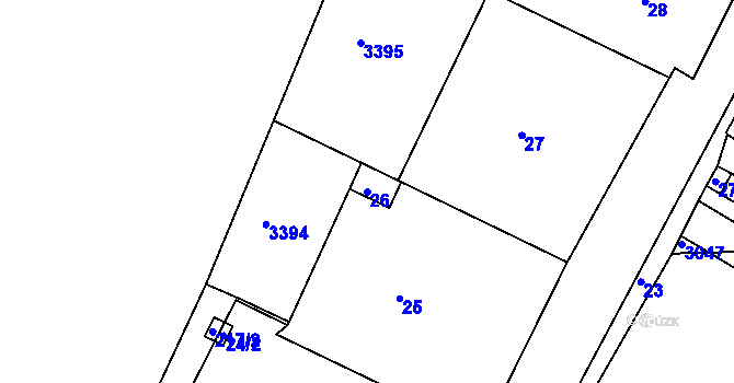 Parcela st. 26 v KÚ Čížov, Katastrální mapa