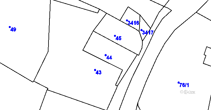 Parcela st. 44 v KÚ Čížov, Katastrální mapa