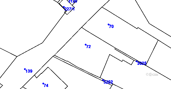 Parcela st. 72 v KÚ Čížov, Katastrální mapa