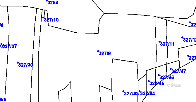 Parcela st. 327/9 v KÚ Čížov, Katastrální mapa