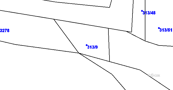Parcela st. 313/9 v KÚ Čížov, Katastrální mapa