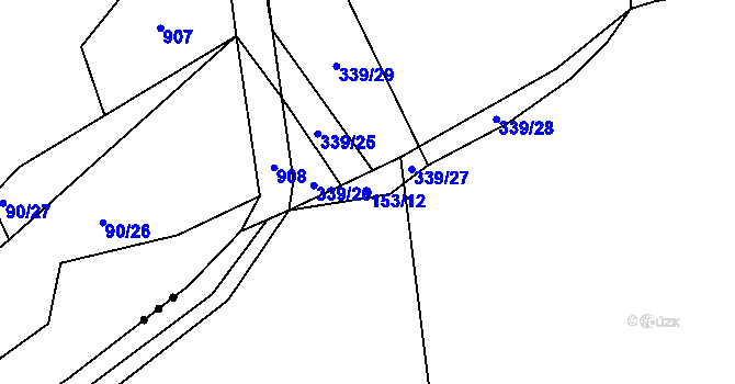 Parcela st. 153/12 v KÚ Čížov, Katastrální mapa