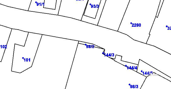 Parcela st. 98/2 v KÚ Čížov, Katastrální mapa