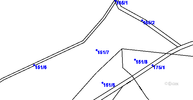 Parcela st. 151/7 v KÚ Čížov, Katastrální mapa