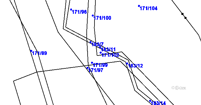 Parcela st. 171/102 v KÚ Čížov, Katastrální mapa