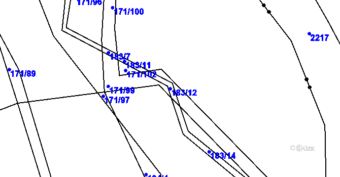 Parcela st. 183/12 v KÚ Čížov, Katastrální mapa