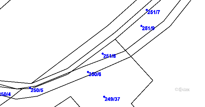 Parcela st. 251/8 v KÚ Čížov, Katastrální mapa