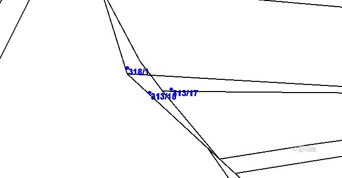 Parcela st. 313/17 v KÚ Čížov, Katastrální mapa