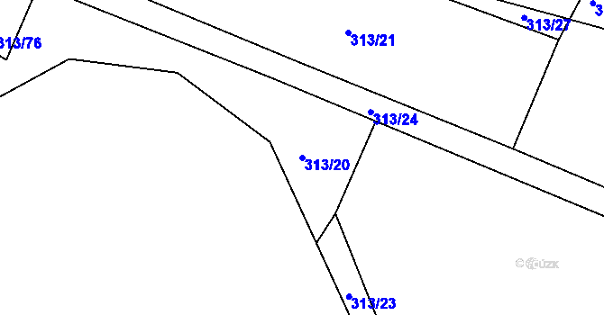 Parcela st. 313/20 v KÚ Čížov, Katastrální mapa