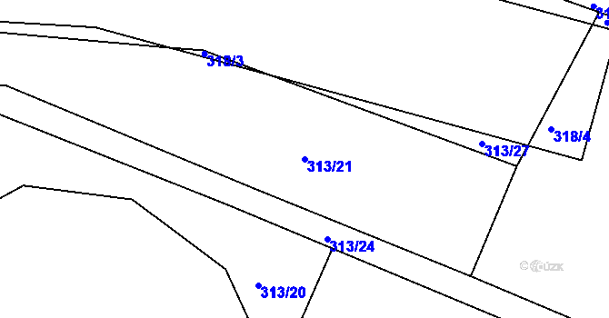 Parcela st. 313/21 v KÚ Čížov, Katastrální mapa