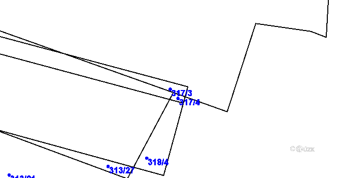 Parcela st. 317/3 v KÚ Čížov, Katastrální mapa