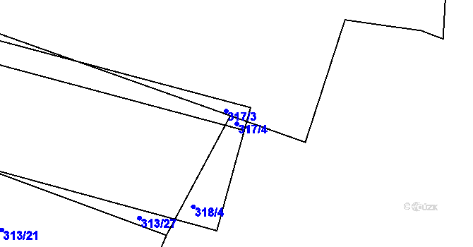 Parcela st. 317/4 v KÚ Čížov, Katastrální mapa