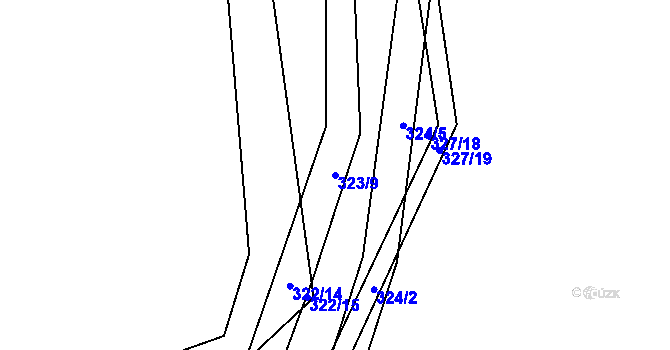 Parcela st. 323/9 v KÚ Čížov, Katastrální mapa