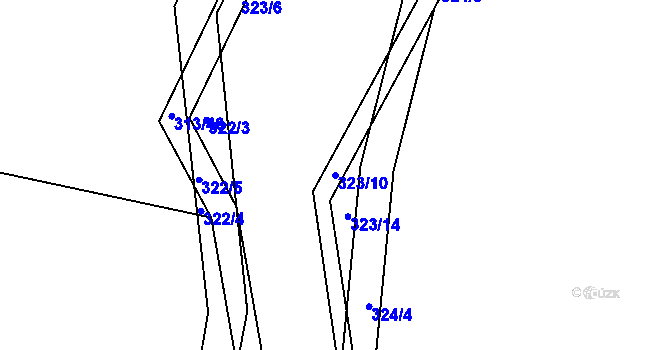 Parcela st. 323/10 v KÚ Čížov, Katastrální mapa
