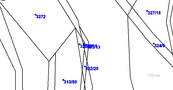 Parcela st. 323/13 v KÚ Čížov, Katastrální mapa