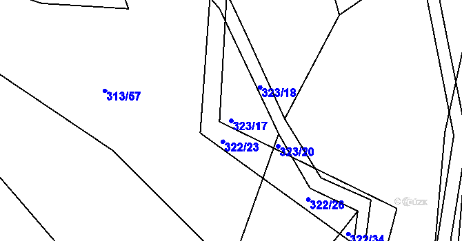 Parcela st. 323/17 v KÚ Čížov, Katastrální mapa