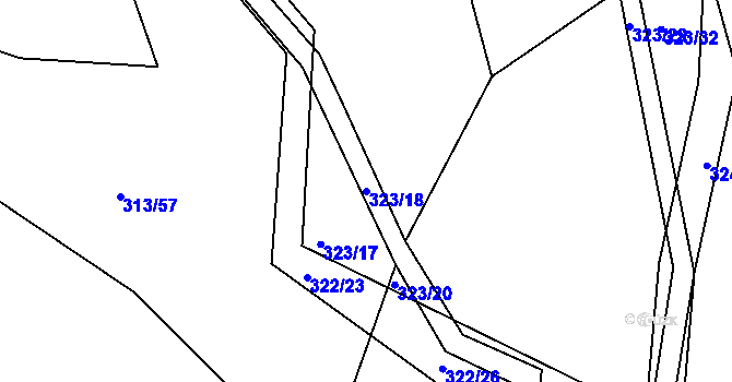 Parcela st. 323/18 v KÚ Čížov, Katastrální mapa