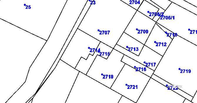Parcela st. 2715 v KÚ Čížov, Katastrální mapa