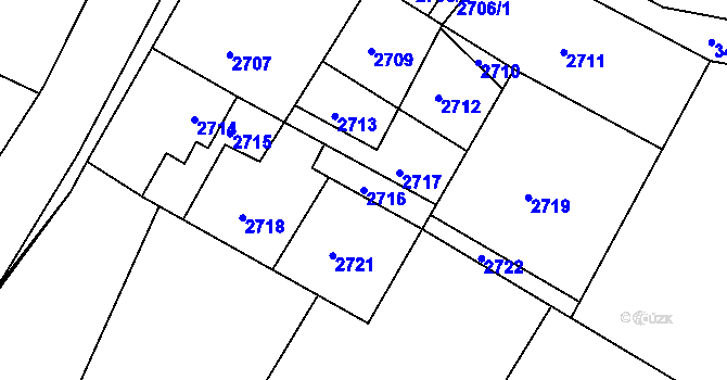 Parcela st. 2716 v KÚ Čížov, Katastrální mapa